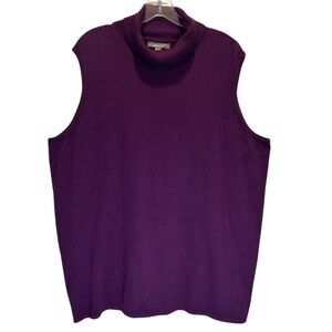 Jessica London Plum Cotton Cashmere Blend Knit Sleeveless Turtleneck - Size 26
